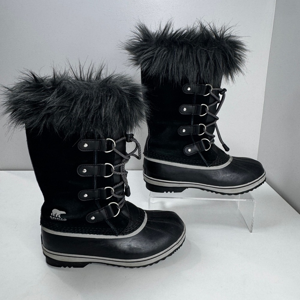 Sorel Joan of Arctic Waterproof Winter Boots Womens 5 Black Faux Fur NY1966-013